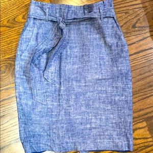 Ann Taylor blue pencil skirt with tie waist
